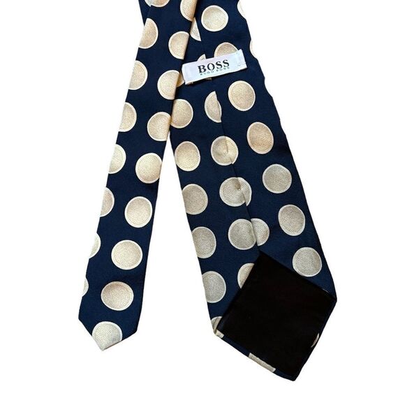 Hugo Boss 100% Silk Tie Polka dot Made In Italy - Picture 1 of 6